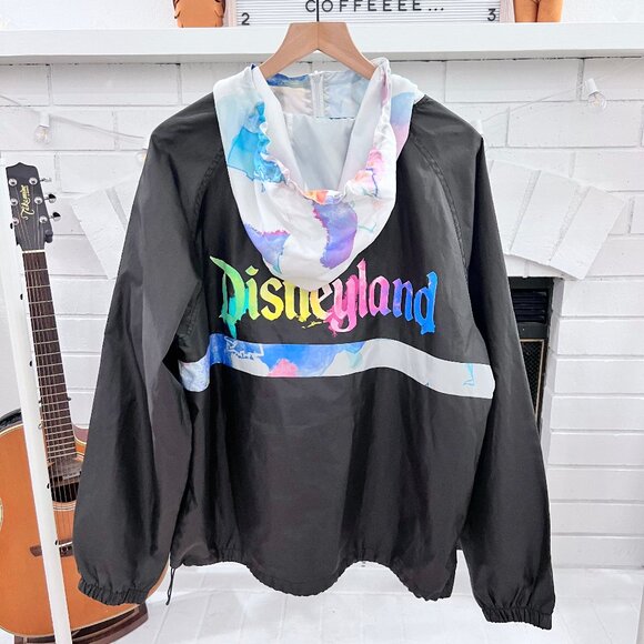 Disney Other - Disneyland Watercolor Logo Castle Hooded Quarter Zip Windbreaker Jacket.